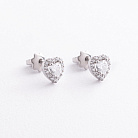 Серебряные серьги - пусеты "Сердечки" с фианитами 902-01584 от ювелирного магазина Оникс - 1