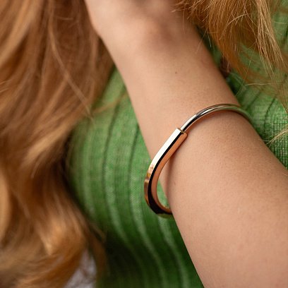 Жесткий золотой браслет Lock б05413 №5