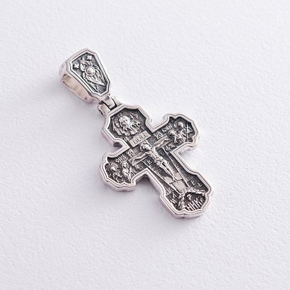 Серебряный крест "Распятие. Молитва" 133046 №4