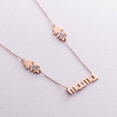 Золотое колье "Мама и девочки" (фианиты) кол00995