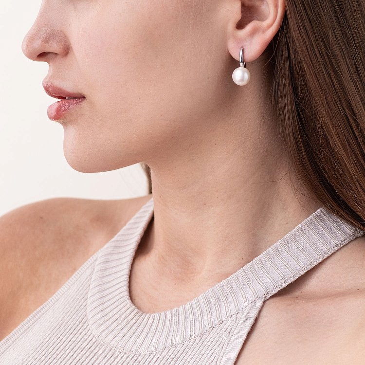 Срібні сережки з перлами 2449/1р-PWT від ювелірного магазину Онікс - 1