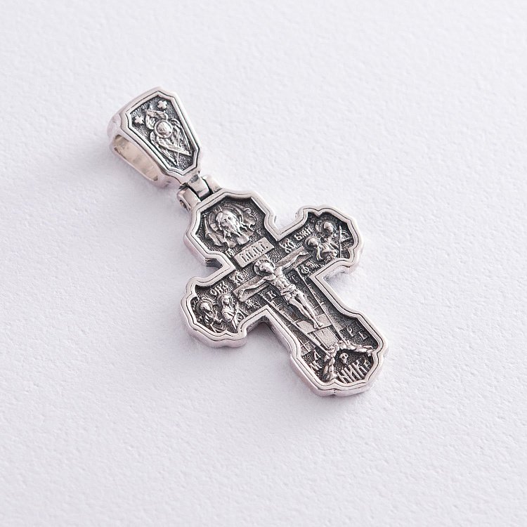 Серебряный крест "Распятие. Молитва" 133046 от ювелирного магазина Оникс - 3