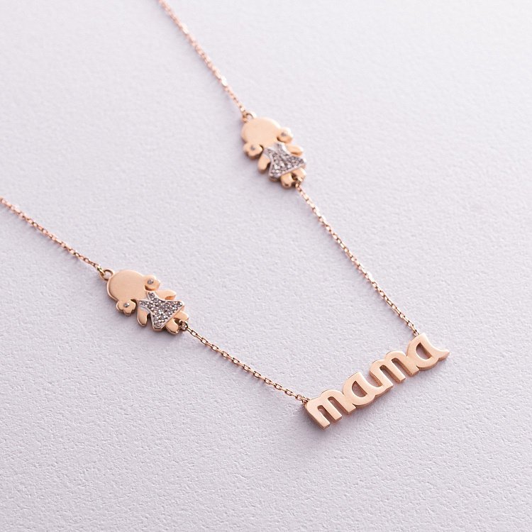 Золотое колье "Мама и девочки" (фианиты) кол00995 от ювелирного магазина Оникс