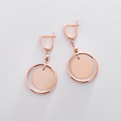 Серьги "Монетки" из красного золота с06368