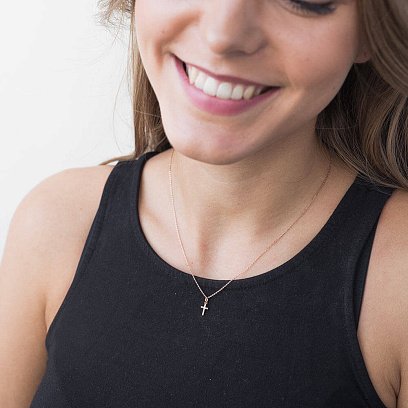 Золота підвіска - хрестик з діамантами пб0068ch №2