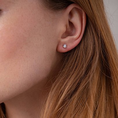 Золоті сережки - пусети з діамантами сб0385z №4