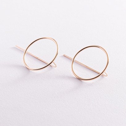 Сережки "Геометрія" у жовтому золоті с07794 №4