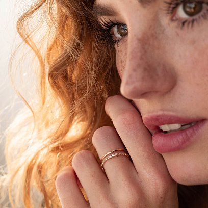 Подвійна каблучка "Міріам" з фіанітами (червоне золото) к07102 №2