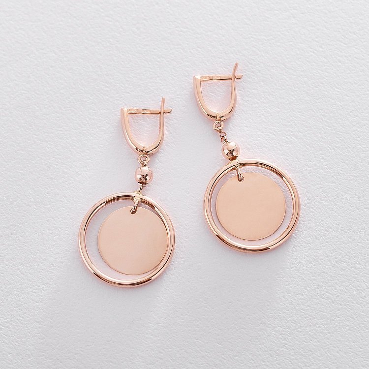 Серьги "Монетки" из красного золота с06368 от ювелирного магазина Оникс