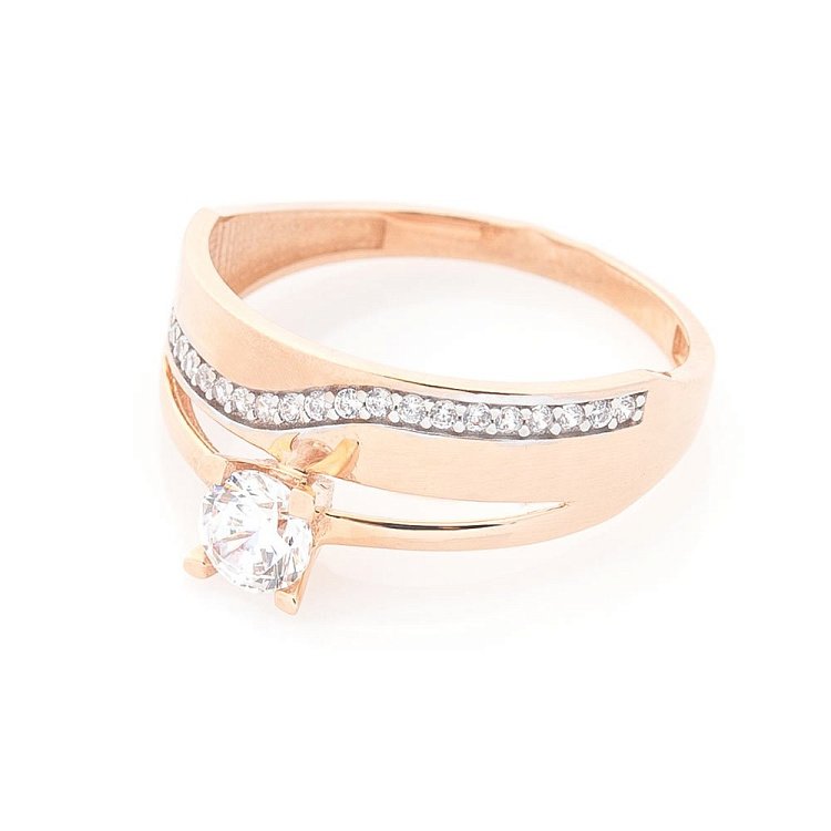 Золота заручальна каблучка з фіанітами к03333 - 3 Золота заручальна каблучка з фіанітами к03333 від ювелірного магазину Онікс - 3