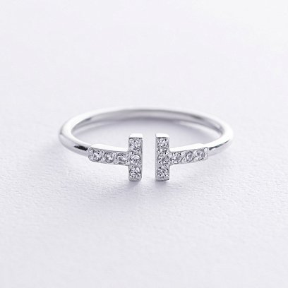 Кольцо "Tina" в белом золоте (фианиты) к05836