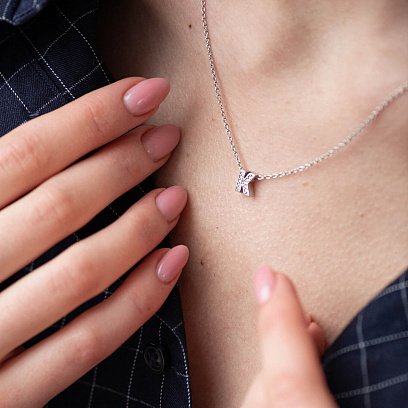 Серебряное колье с буквой "К" с фианитами 1103 К №6
