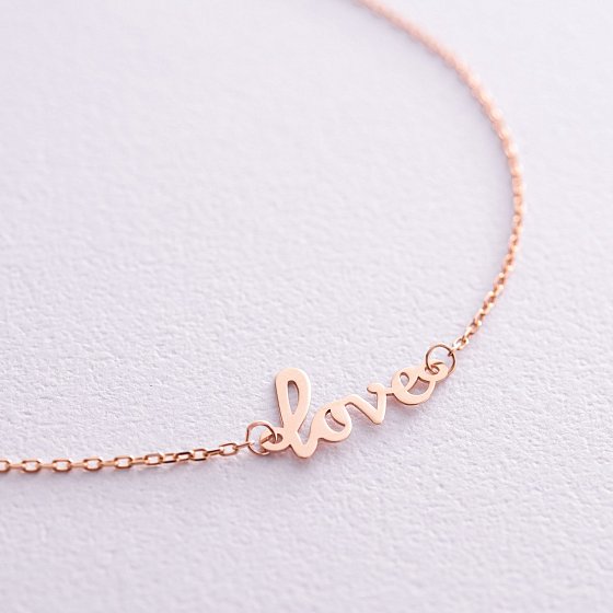 Золотий браслет на ногу "Love" б03685 №5