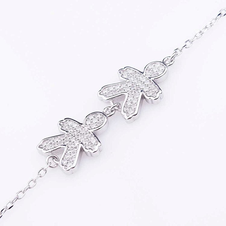 Серебряный браслет "Мальчики" с фианитами 141053 от ювелирного магазина Оникс - 1