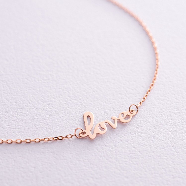 Золотий браслет на ногу "Love" б03685 від ювелірного магазину Онікс - 5