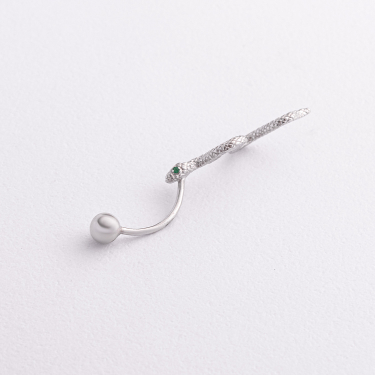 Срібний пірсинг у пупок "Змія" 6027 від ювелірного магазину Онікс - 2