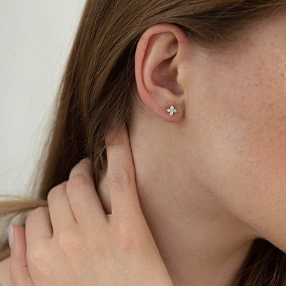 Золоті сережки - пусети з діамантами с2546 №3