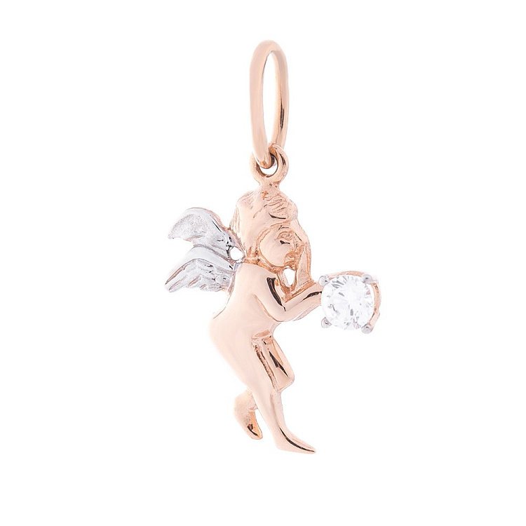 Золотий кулон з ангелом (фіаніт) п02957 від ювелірного магазину Онікс
