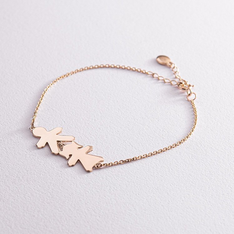 Браслет "Девочка и мальчик" в желтом золоте (возможна гравировка) з2090ж от ювелирного магазина Оникс