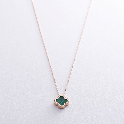 Кольє "Конюшина" в червоному золоті (малахіт) кол01697