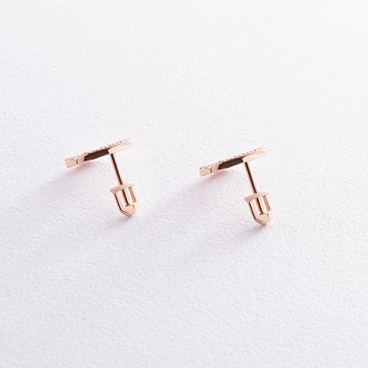 Сережки - пусети "Кругообіг" з фіанітами 1.2 см (червоне золото) с08398 №5