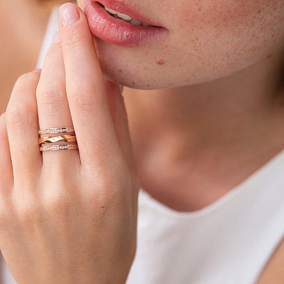 Кольцо в красном золоте (фианиты) к07077 №2