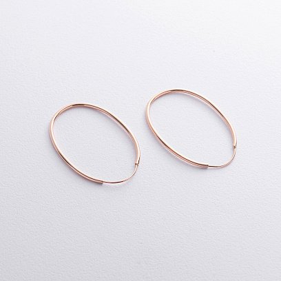 Овальные серьги в красном золоте с08858 №2