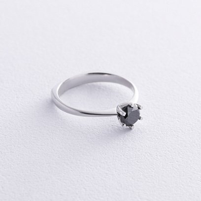 Заручальна каблучка з чорним діамантом (біле золото) 236311122 №5