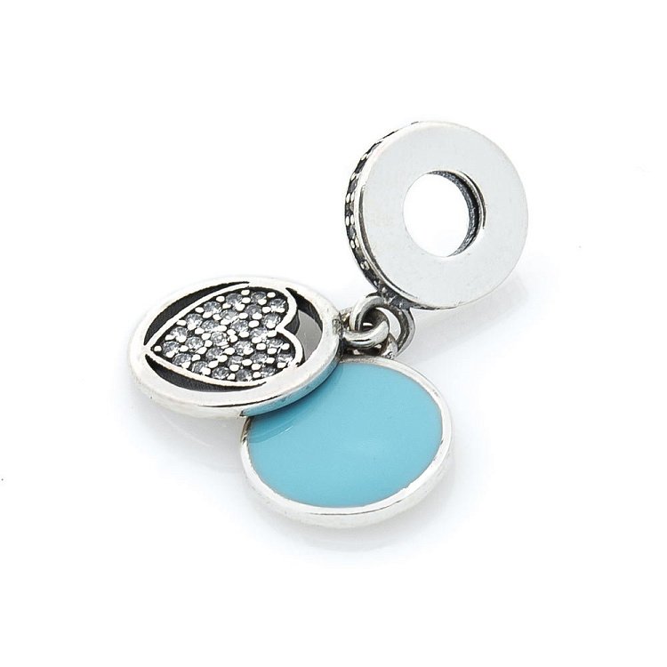 Шарм из серебра "Сердце с фианитами" (эмаль) 132589 от ювелирного магазина Оникс - 2