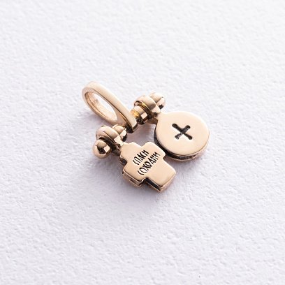 Золотая подвеска c крестиком и ладанкой п03792 №4