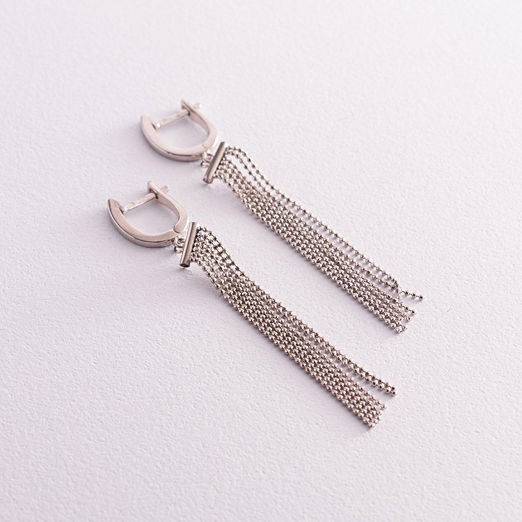 Срібні висячі сережки 123142 від ювелірного магазину Онікс - 3