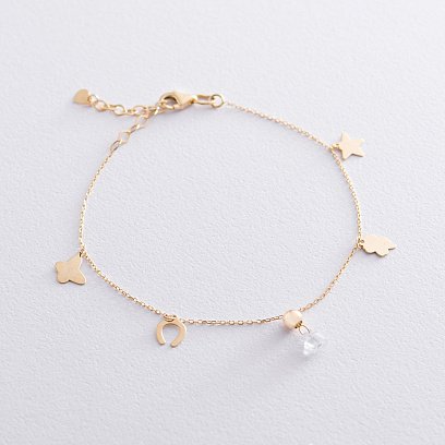 Золотой браслет с фианитом б04455