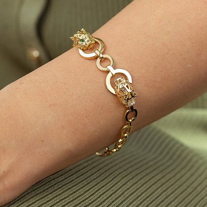 Браслет "Пантера" в желтом золоте (фианиты) б05311 №4