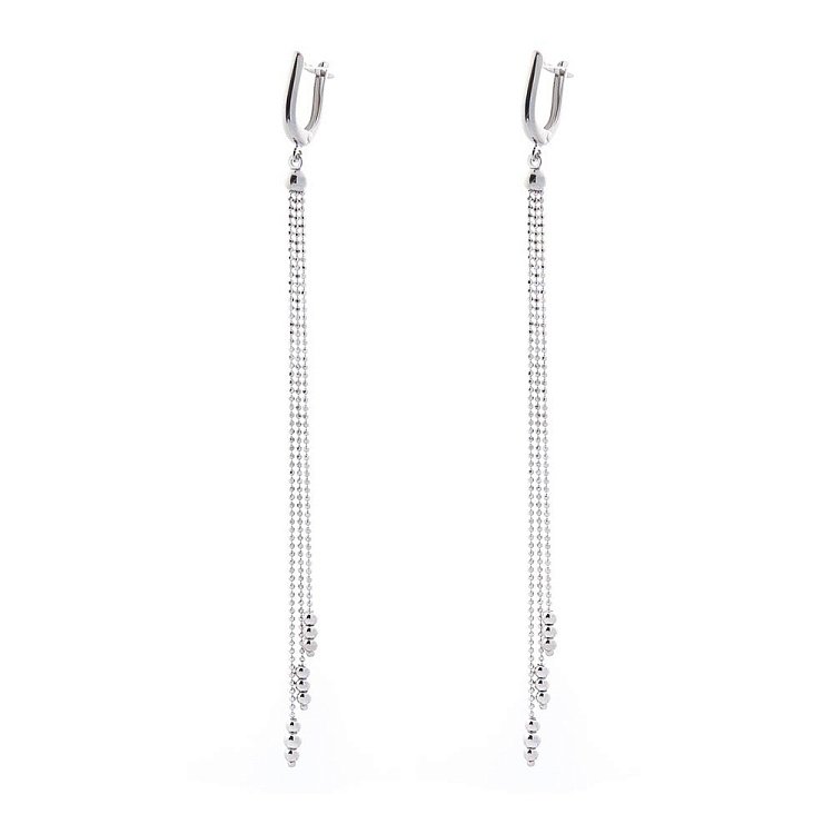 Золотые серьги на цепочке с05596 от ювелирного магазина Оникс - 1