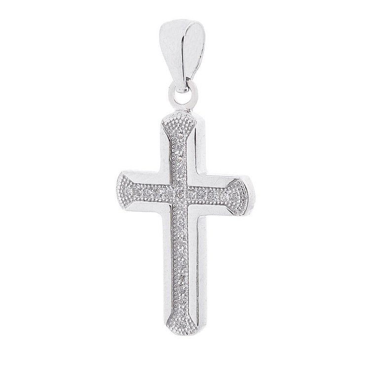 Серебряный крестик с фианитами 131596 от ювелирного магазина Оникс