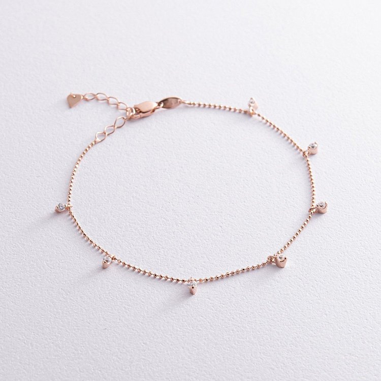 Браслет у червоному золоті (фіаніти) б04186 від ювелірного магазину Онікс