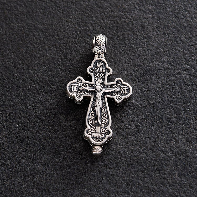 Серебряный Крестик - Мощевик с распятием 131677 от ювелирного магазина Оникс