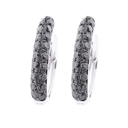 Золотые серьги с черными бриллиантами сб0252sth №2