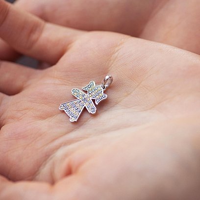 Золотий кулон "Українська дівчинка" з діамантами 137811123 №2