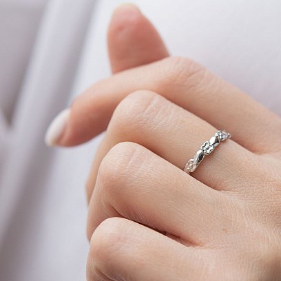 Кольцо "Венок из цветов" в белом золоте к06729 №2