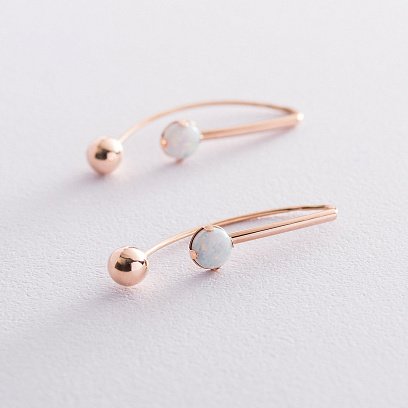 Золоті сережки "Натхнення" (синт. опал) с06711 №3