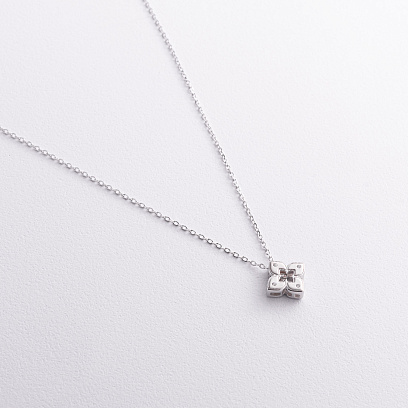 Серебряное колье "Клевер" с фианитами 181366 №2