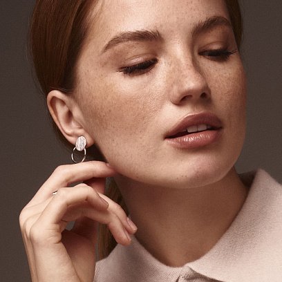 Срібні сережки-пусети "Кружечки" 122574 №2