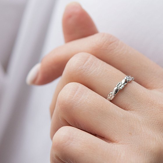 Кольцо "Венок из цветов" в белом золоте к06729 №2