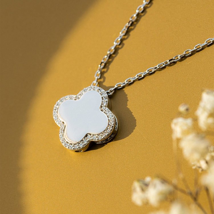 Золоте кольє "Конюшина" з фіанітами кол01781 від ювелірного магазину Онікс - 8