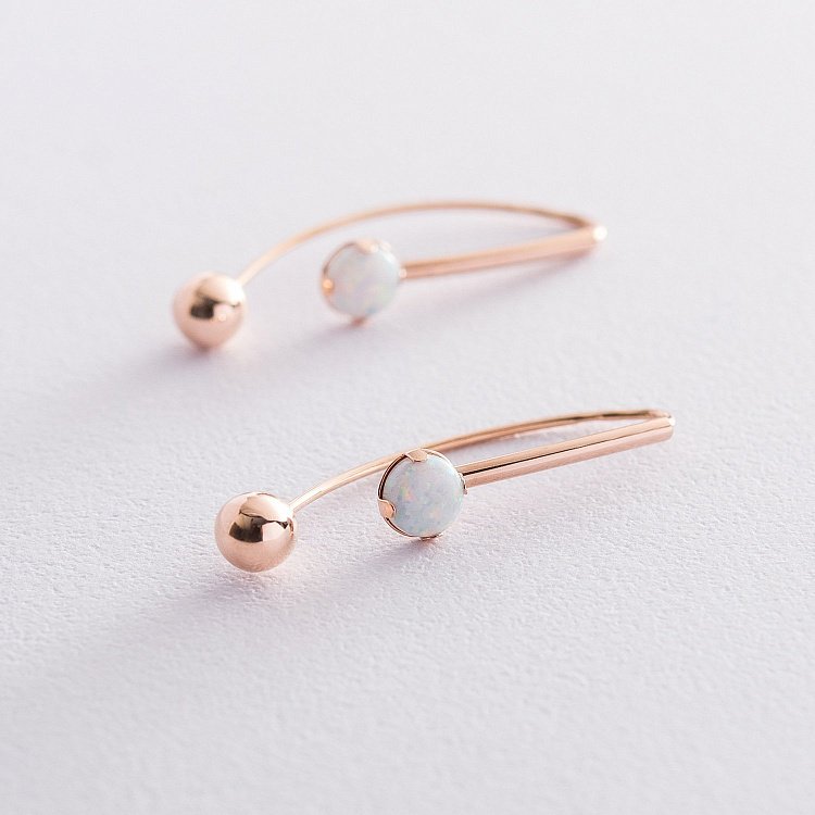 Золоті сережки "Натхнення" (синт. опал) с06711 від ювелірного магазину Онікс - 2