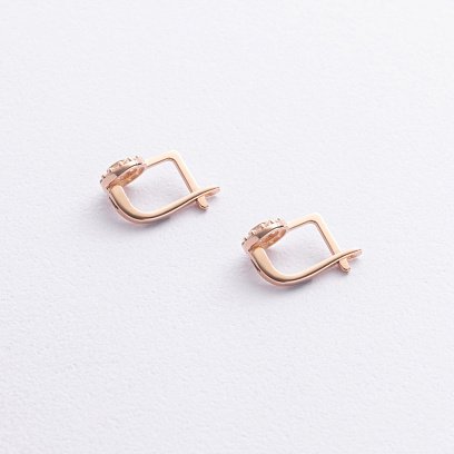 Детские серьги "Сердечки" в красном золоте (фианиты) с09282 №3