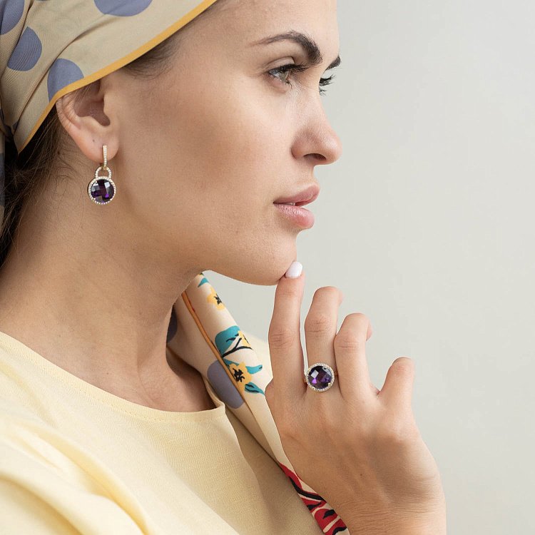 Ексклюзивні золоті сережки з фіанітами с03534 від ювелірного магазину Онікс - 3