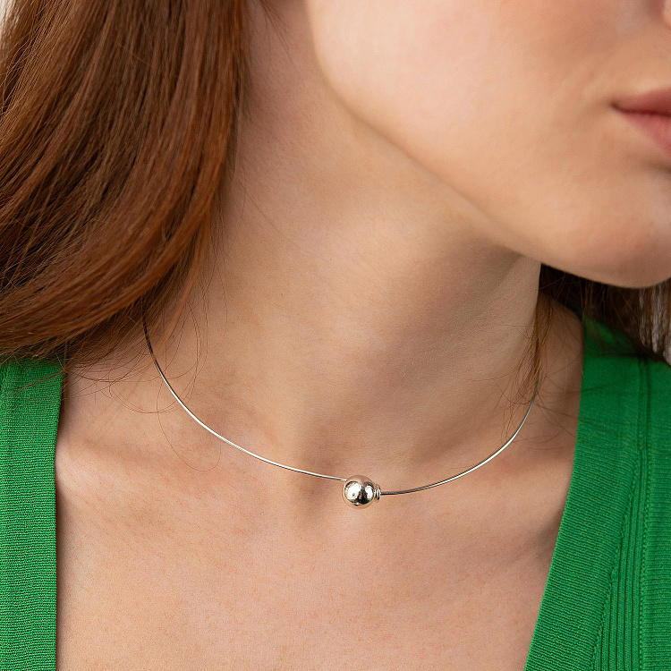 Кольє - чокер "Adele" у сріблі з кулькою (10 мм) 181328 від ювелірного магазину Онікс - 10