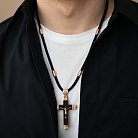 Чоловічий православний хрест з ебенового дерева та золота на шнурку кол02416 от ювелирного магазина Оникс - 8